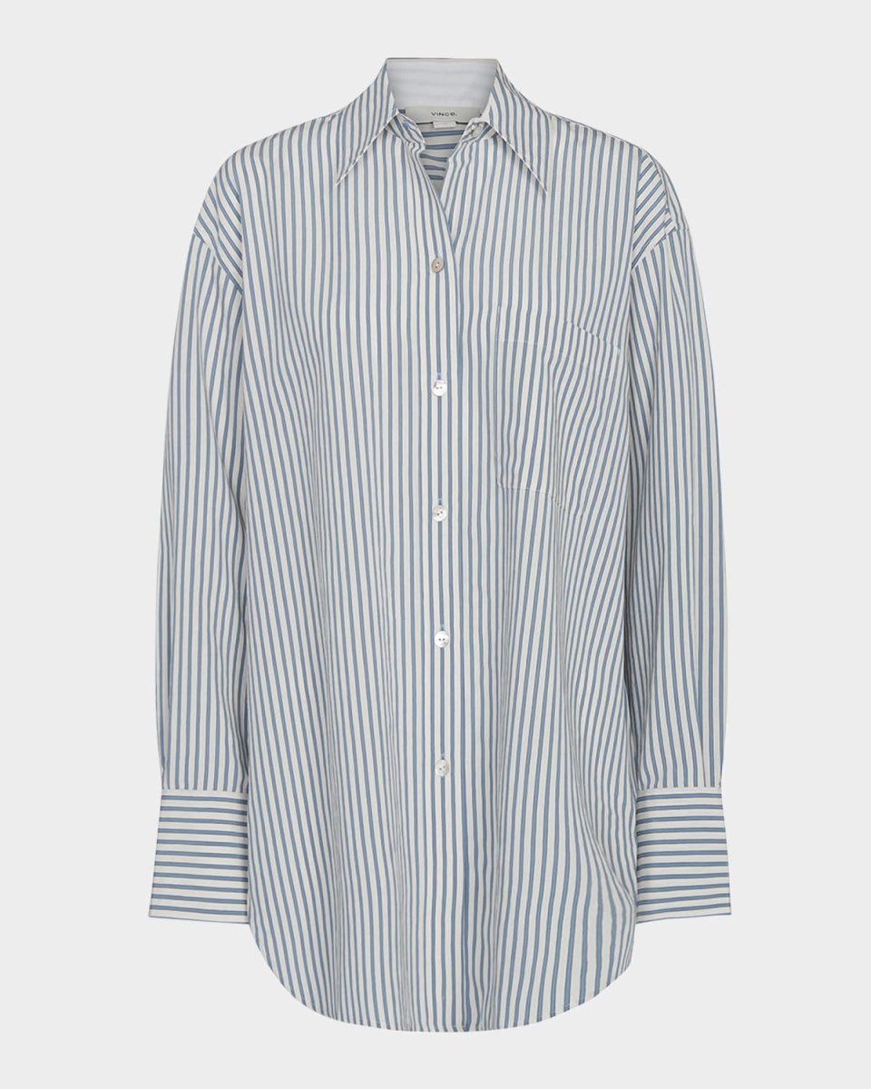Furrow Stripe Button-Front Shirt